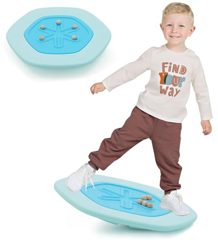 Tabla de Equilibrio Hexagonal para Niños con 5 Bolas de Madera, Balance Board para Niños, entrenamiento de equilibrio a partir de 3 años, carga de 50 kg