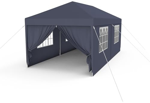 FIVMEN Carpa 3x6m Carpa para Fiestas con Paneles Laterales y Ventanas Pabellón de Jardín Cenador de Poliéster Protección UV Impermeable Gazebo Exterior, Antracita
