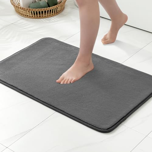 MIULEE Badematte Memoryschaum Badteppich Memory Foam Badezimmerteppich Duschvorleger Teppich Badvorleger Duschmatte Deko Fussmatte rutschfeste Matte für Badezimmer Wohnzimmer 40x60cm Grau