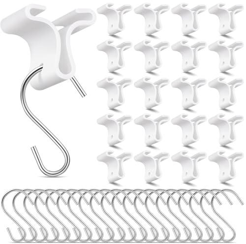 Moxweyeni 15 Pack Drop Ceiling Hooks for Hanging Ornament Christmas Classroom Supplies Hanging Ceiling Tile Metal Hangers for School Classroom Office (S Hook)