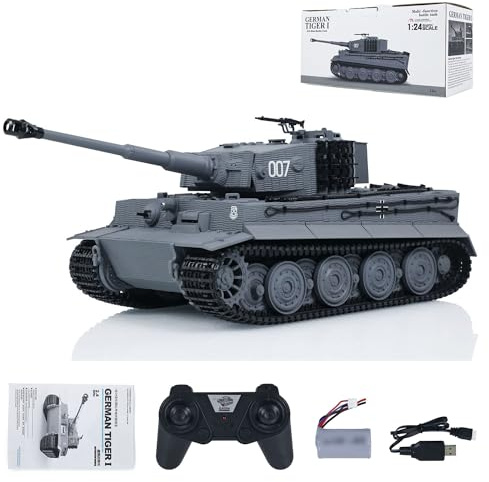 wheelfun Tanque de combate teledirigido 1/24 días Tiger I combate por infrarrojos teledirigido tanque militar RC Hobby Modelos