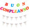 Festa Centro Striscioni Buon Compleanno Festone Buon Compleanno Banner Bandiera Bandierine Happy Birthday in Italiano Party Banner Bandiera 3+3 Metri Festa di Compleanno Striscione Decorazioni Kit