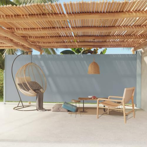 Seitenmarkise Ausziehbar, Sonnensegel Markise Seitensichtschutz Sonnenrollo Geeignet für Garten Balkon Terrasse Innenhof 200x600 cm Grau
