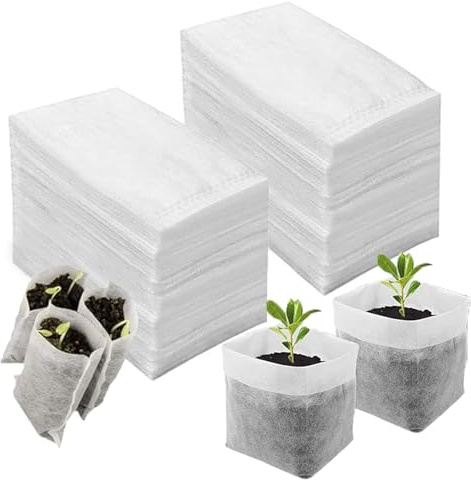 Molyorch 200 sacs semilleros biodégradables, Space Bolsas biodegradables no Tejidas para viveros, Bolsas de Vivero Biodegradables, para Plantas de Semillero Plantación Trasplante, 14 x 16 cm