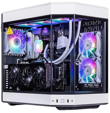 Velztorm White Praetix 3D Custom Built Y60 Gaming Desktop PC (GeForce RTX 5090 32GB (>4090), Liquid Cooled AMD Ryzen 7 9800X3D, 64GB DDR5, 2TB PCIe SSD, 1000W PSU, WiFi 7, Win 11 Pro)