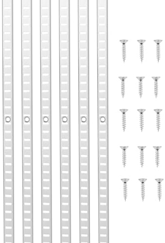 VEVOR Pilastri per Mensole, Staffe per Mensole Regolabili in Acciaio inox, Inserti per Strisce di Pilastri con 32 Viti, per Scaffalature a Parete, Armadio, 923 x 17 x 6,5 mm 8 Pezzi