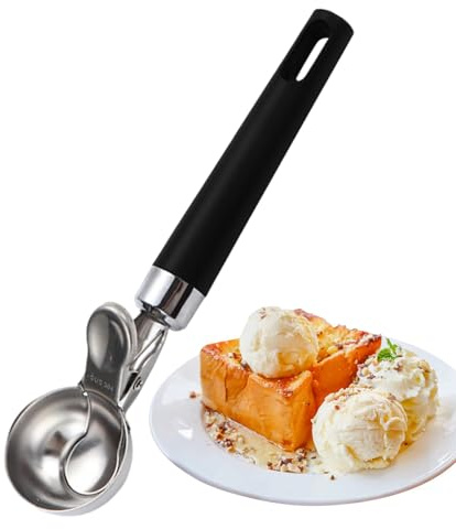 Cuchara para – 10,27 x 1,89 cm antiadherente – Anticongelante – Una pieza de acero inoxidable Cuchara para | Pala de para galletas, cuenco o