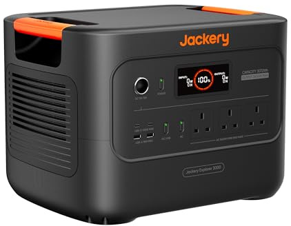 Jackery Explorer 3000 v2 Portable Power Station, Smaller & Lighter 3kWh LiFePO4 Solar Generator, 1.4H Fast Charge, 2990W/3072Wh Camping Power Pack for Power Outages, RVing, Home Use, Emergencies