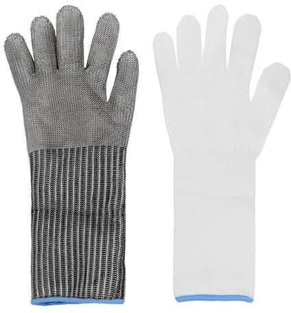 HOOLRZI Levels 5 Cut Resistant Glove Stainless Steel Wire Metal Mesh Butchers Glove For Oysters Shucking Chopping Meat Cutting Protective Arm Sleeves