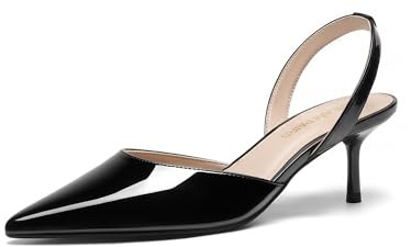DREAM PAIRS Women's Slingback Lace Up Kitten Low Heel Closed Toe Ankle Strap Heels Pointed Toe Strappy Pumps Shoes Party Wedding Dress Shoes,Size 9,Black,SDPU26018W