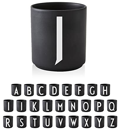 Design Letters Tasse Personalisiert (A-Z) | Kaffeebecher Porzellan | Kaffeetassen Buchstaben | Personalisierte Tasse, Personalisierte Geschenke | Tassen Schwarz | Dekorativ Tassen Buchstaben 250 Ml