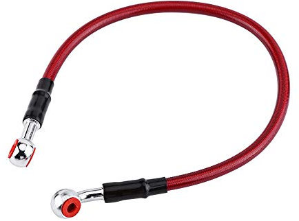 Línea de manguera de aceite de freno, Línea de freno de aceite trenzado para moto, Extremo de acero inoxidable(45cm -rojo)