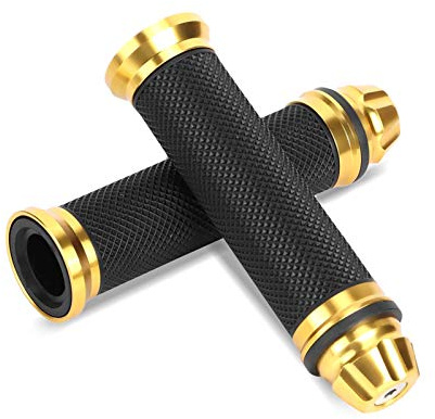 1 par de Puños para Moto Universal, Empuñaduras Antideslizante para 7/8 Manillar de Moto(Oro)