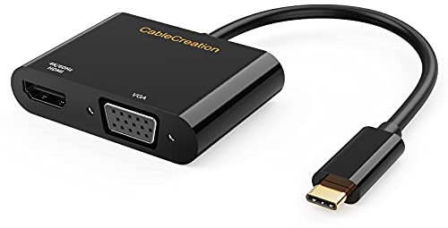 CableCreation USB C auf HDMI VGA Adapter, USB Typ C zu HDMI (4K @ 60Hz) VGA (1080P @ 60Hz) Konverter, kompatibel mit MacBook Pro/Air M1 2020, iPad Pro 2020 2021, Dell XPS 13/15