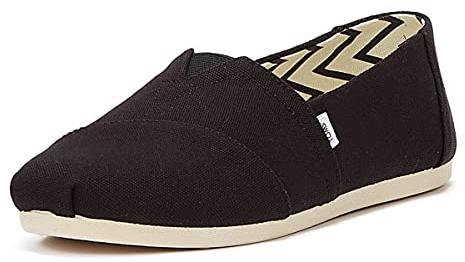 TOMS Womens Recycled Cotton Alpargata Loafer Flat, Black White, 4.5 UK