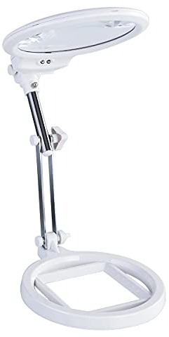 SH-RuiDu - Lente di ingrandimento da tavolo 2 x 6 x 6 x, pieghevole, con luce a LED, per lettura e ricamo, incisione
