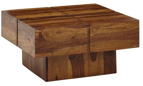 FineBuy Couchtisch 57,5x57,5x30 cm Sheesham Massivholz Sofatisch Quadratisch, Design Wohnzimmertisch Kaffeetisch Massiv, Kleiner Tisch Wohnzimmer Modern