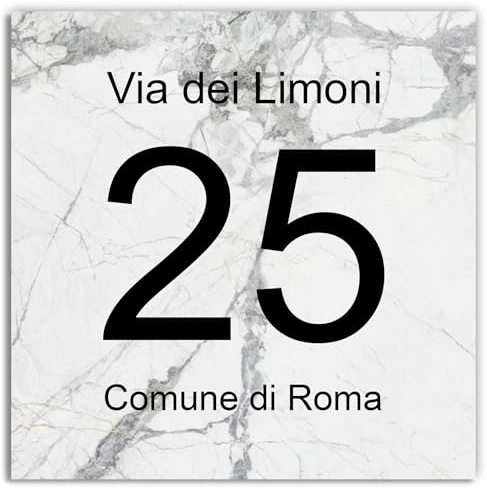 Stileitaliano targa numero civico in alluminio per esterno personalizzato con trattamento anti UV (Marmo)