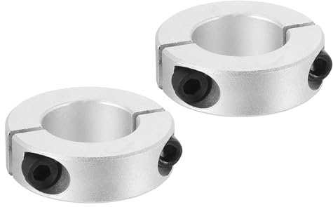 PATIKIL Delade justeringsringar 28 mm tråkiga 50 mm OD 15 mm tjocklek, 2-pack aluminiumlegering djupstoppningsringar klämma med gängstift för maskintillverkning, silver