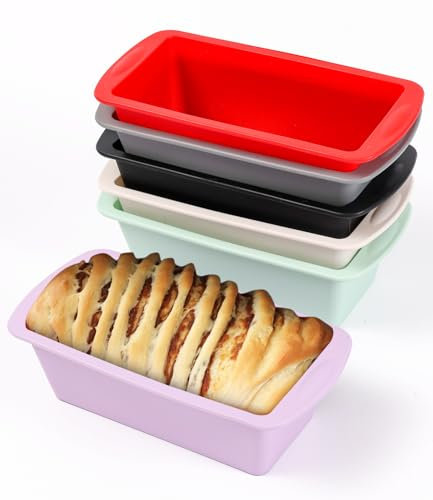 FAOKZE 6 pezzi Stampo plumcake silicone, stampo in silicone per pane, teglia in silicone per torte e pane,Antiaderente Stampi per Dolci,Stampi in silicone per dolci