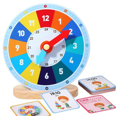 Reloj de madera pequeño – Reloj educativo práctico, reloj de aprendizaje portátil | Reloj de decoración de pared para dormitorio, reloj de calendario resistente y resistente Educativ