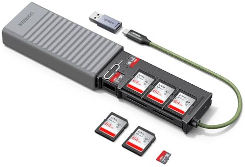 UGREEN Lettore di Schede SD TF USB C e USB A Custodia di Archiviazione Portatile per Adattatore di Schede SD TF SIM 170MB/s Fotografo Professionista Compatibile con iPhone 17 Pro Max Air Macbook