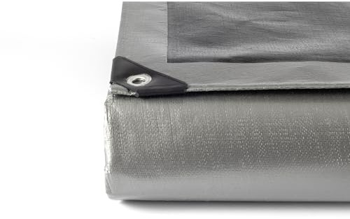 HomeBee® Abdeckplane 240g/m² PE Material, 2-in-1 Abdeckplane für Sommer und Winter, Solar Abdeckung, Winterabdeckung, Sommerabdeckung, Holzplane, Autoplane, Bootplane (Silber/Schwarz, 300 x 400 cm)