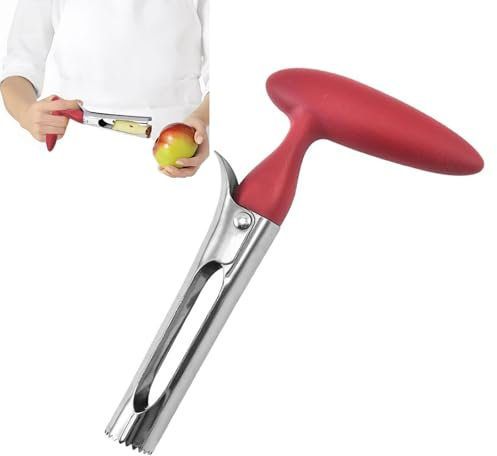 Dénoyauteur de pommes en acier inoxydable avec poignée en ABS et dentelé, facile à nettoyer et durable, 1 vide-pomme (rouge)