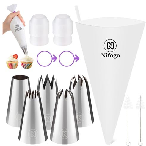 Nifogo Poche a Douille Patisserie Professionnelles Très Grande 42 Pièces, Douilles à Pâtisserie Reutilisable, Kit Patisserie, Accessoire Patisserie, Ustensiles à Pâtisserie