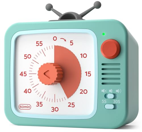 LIORQUE Visual Timer for Kids with Pause Function, 60-Minute Countdown Timers for Classroom Office Kitchen with Silent Operation, Kids Timer for Teaching