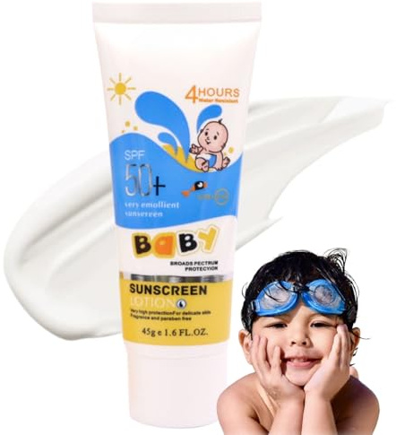 SPF 50+ Kids Suncream - Baby Sun Cream - Kids Sun Cream Spf 50 UVA & UVB High Protection - Baby Sunscreen Suitable for Dry & Sensitive Skin - Gentle & Safe Suncream Factor 50 Kid 45g