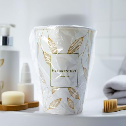 MAQA Vasos de papel de 200 ml envueltos individualmente – Compostables y biodegradables – Desechables ecológicos para hoteles, B & B y estructuras receptivas – Higiénicos, sostenibles, profesionales