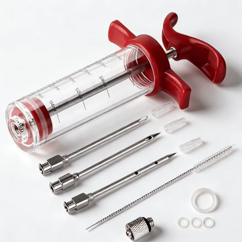 Meat Injector, 1-oz Plastic BBQ Marinade Injector Kit, Turkey Injector Syringe for Turkey Smoked BBQ Grill(50ML)