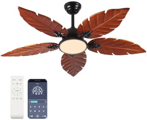 52 Coffee Ceiling Fan with Crystal Light, Modern Indoor Outdoor Ceiling Fan with Light and Remote Control, Flush Mount Ceiling Fans for Patio, Living Room, Porch, Bedroom, Noiseless