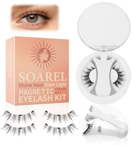 Magnetic Eyelashes with Applicator, No Eyeliner Needed, No Glue Reusable Magnetic Lashes, Natural Lightweight False Eyelashes, Easy Apply for Beginners