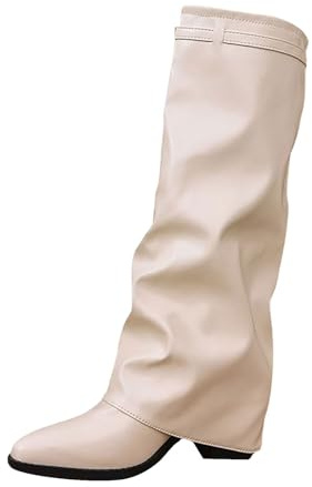 Botines casuales de cuña para mujer, holgados, plegables, altos, White, 39 EU
