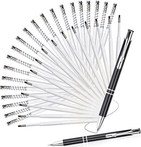 36 Stück Kugelschreiberminen 0.7mm - Tikplus Schwarz Kugelschreiber Ersatzminen mit Frühling und 2 Stifte Kugelschreiber, Kugelschreiber-minen für Büro, Geschäft, Schule und Zuhause Schreibfarbe