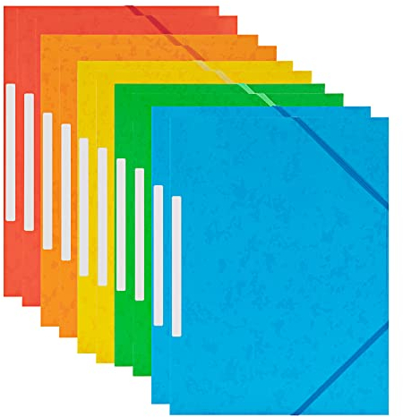 Sammelmappe A4 Postmappe aus Kraftpapier, Eckspanner-Einschlagmappen mit Gummiband, 10er Sichere Gummizugmappe Aufbewahrung für Dateien, Dokumente, Besprechungen, Berichte, Bürobedarf