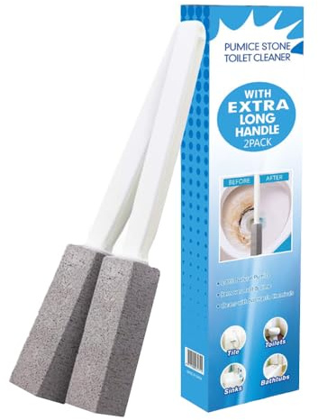 Pumice Stone for Toilet Cleaning, Pumice Cleaning Stone with Handle, Toilet Cleaner, Pumice Stone, Toilet Wand, Toilet Bowl Cleaner Brush, Toilet Brush (2PCS Gray)