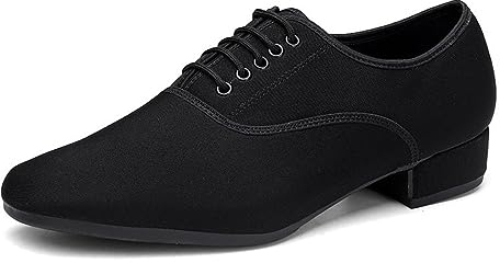 Herren Ballsaal Tanzschuhe, 2,5 cm/ 1 Zoll Tango Salsa Latin Character Schuh Atmungsaktive Leinwand Tanzschuhe Für Männer,2.5cm Heel Suede Soles,45 EU