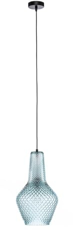 Lindby Pendelleuchte Drakar (Retro, Vintage Antik) in Blau aus Glas (1 flammig E27) - Hängelampe Esstischlampe Hängeleuchte Wohnzimmerleuchte