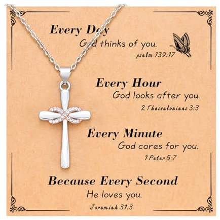 D Dongjiangjin Gift Cross Necklace Women Christian Confirmation Baptism Easter Christening Holy Communion Gifts for Girls Women