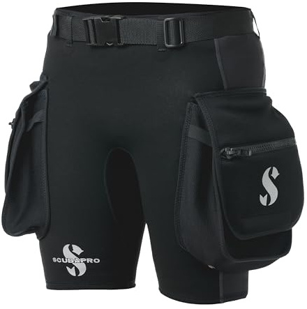 SCUBAPRO Hybrid Cargo Men's Scuba Diving Shorts, 1mm, X-Foam Neoprene, w/Large Pockets and Adjustable Belt, Medium