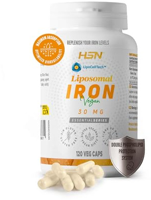 HSN Hierro Liposomado 30mg LipoCellTech™ | 120 Cápsulas Vegetales | Hierro LIPOSOMAL con Sistema de Doble Protección | Mayor ABSORCIÓN y BIODISPONIBILIDAD | No-GMO, Vegano, Sin Gluten