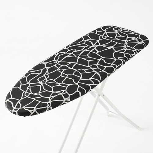 Umiin strykbrädsöverdrag, 140 × 45 cm, elastiskt och tjockt strykbrädsöverdrag med bomullstopp och 6 mm filtstoppning, svart och vit