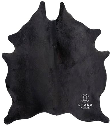 Khara Home Premium 100% Genuine Cowhide Rug Large 5x7 Ft Leather Area Rug for Living Room, Cozy, Unique, and Durable, Western Home Decor – from Argentina (Black, 5 x 7)