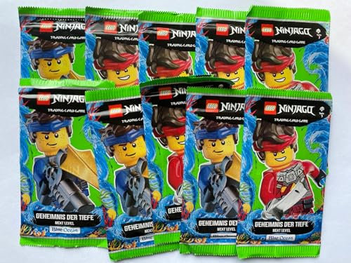 LEGO 10x Booster Pack Ninjago Trading Card Game Geheimnis der Tiefe Next Level Blue Ocean Sammelkartenspiel 50 Karten - verpackt Tüte