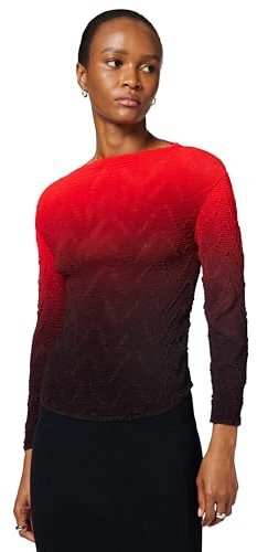 Desigual Blusa de Manga Larga de la colección Mujer, Rojo, M