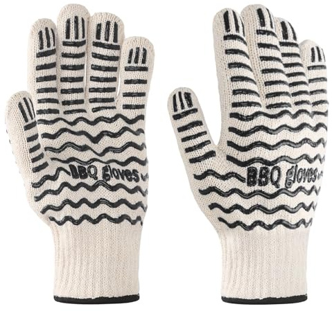 Oven Glove, 932°F Extreme Heat Resistant Gloves, Non Slip Gloves with Fingers, Used for Kitchen Pot Racks, Ovens, and Outdoor Barbecue Cooking hot Surface Treatment (1 Pair of Black)