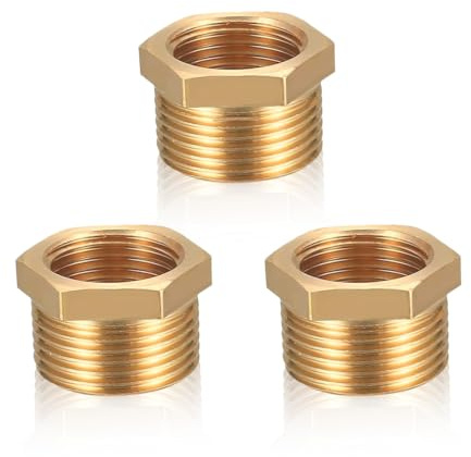 Riduttore in ottone adattatore, 3 Pezzi, Riduttore in acciaio inox, filettatura maschio a nipplo filettato femmina, Raccordo a vite mobile in ottone passaggio, per tubi dell'acqua